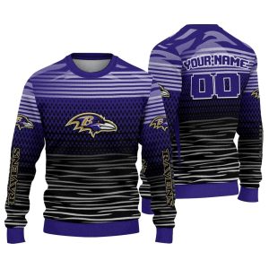 Personalized Baltimore Ravens Diamond Mesh AOP Sweatshirt