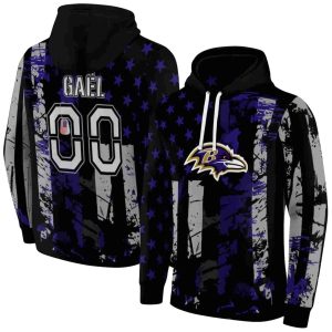 Personalized Baltimore Ravens Distressed Flag Purple Black AOP Hoodie