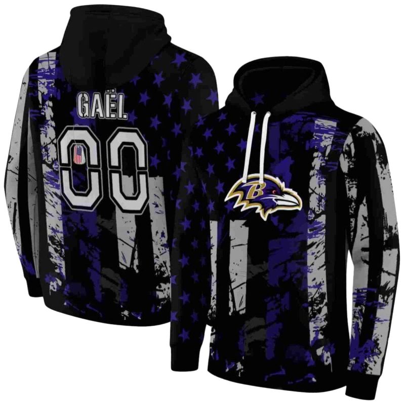 Personalized Baltimore Ravens Distressed Flag Purple Black Aop Hoodie 1