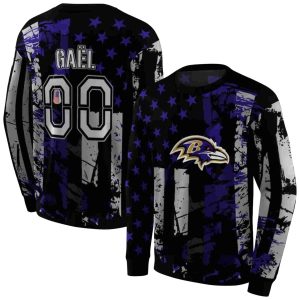 Personalized Baltimore Ravens Distressed Flag Purple Black AOP Sweatshirt
