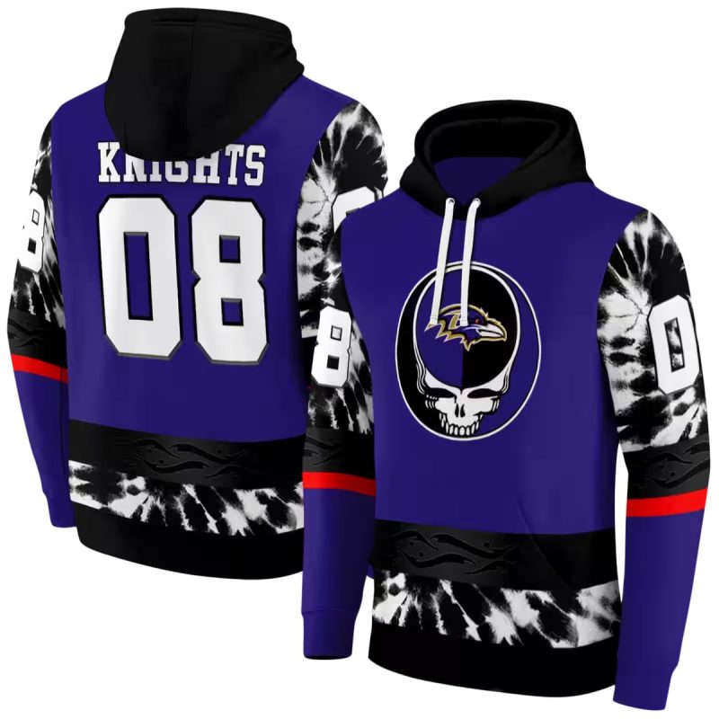Personalized Baltimore Ravens Grateful Dead Purple Aop Hoodie 1