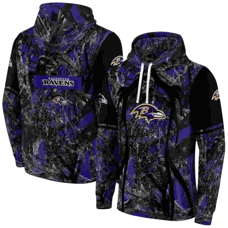 Personalized Baltimore Ravens Hunting Theme Purple Black Aop Hoodie 1