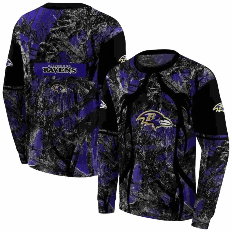Personalized Baltimore Ravens Hunting Theme Purple Black Aop Sweatshirt 1
