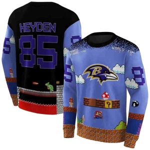 Personalized Baltimore Ravens Mario Blue Black AOP Sweatshirt