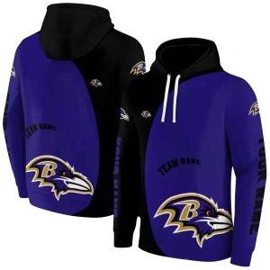 Personalized Baltimore Ravens Minimalist Design Purple Black AOP Hoodie