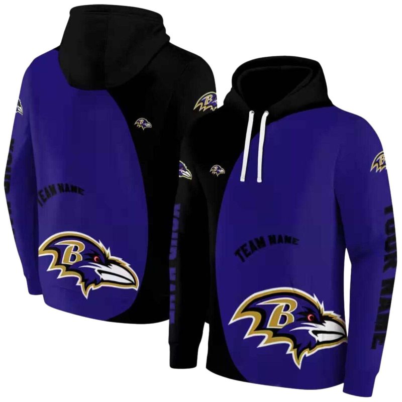 Personalized Baltimore Ravens Minimalist Design Purple Black Aop Hoodie 1