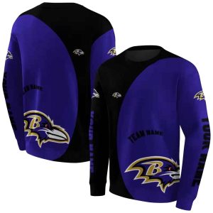 Personalized Baltimore Ravens Minimalist Design Purple Black AOP Sweatshirt
