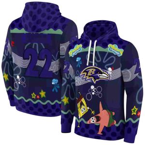 Personalized Baltimore Ravens Patrick Star Purple Navy AOP Hoodie