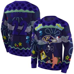 Personalized Baltimore Ravens Patrick Star Purple Navy AOP Sweatshirt
