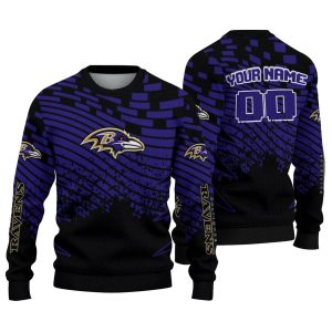 Personalized Baltimore Ravens Pixel Flow Purple AOP Sweatshirt