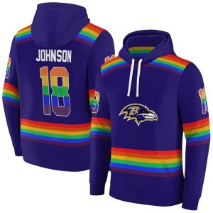 Personalized Baltimore Ravens Rainbow Stripes Purple AOP Hoodie