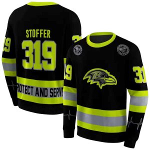 Personalized Baltimore Ravens Safety Motif Black Neon Green AOP Sweatshirt