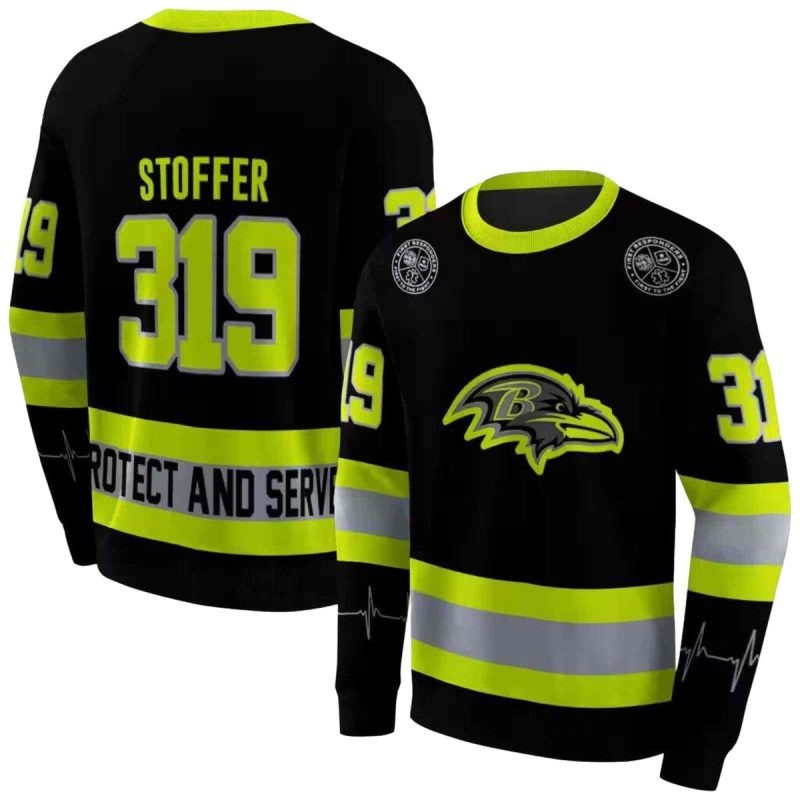 Personalized Baltimore Ravens Safety Motif Black Neon Green Aop Sweatshirt 1