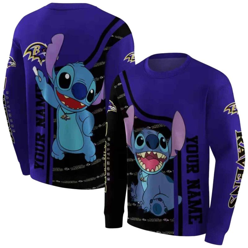 Personalized Baltimore Ravens Stitch Purple Aop Sweatshirt 1