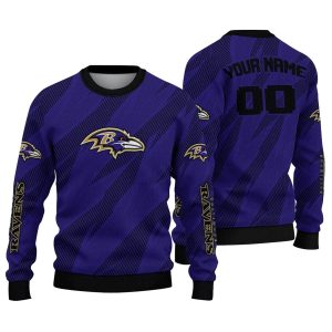 Personalized Baltimore Ravens Stripe Motion Purple AOP Sweatshirt