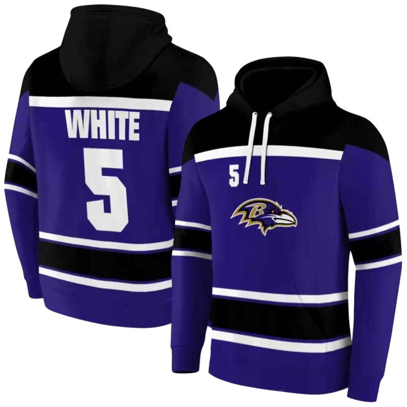 Personalized Baltimore Ravens Striped Pattern Purple Aop Hoodie 1