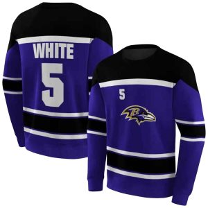 Personalized Baltimore Ravens Striped Pattern Purple AOP Sweatshirt