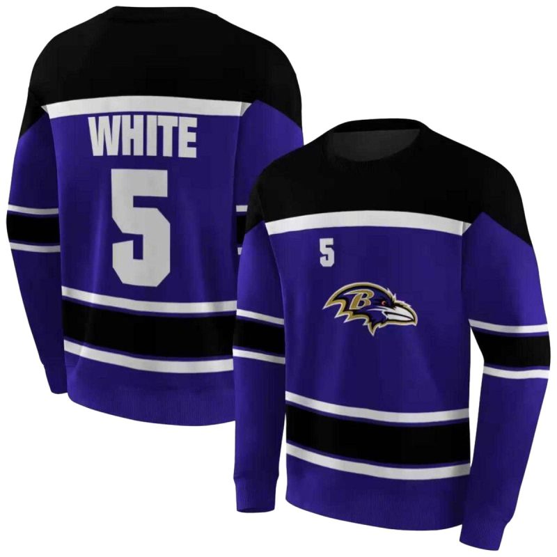 Personalized Baltimore Ravens Striped Pattern Purple Aop Sweatshirt 1