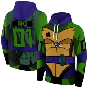 Personalized Baltimore Ravens Superhero Armor Purple Green AOP Hoodie