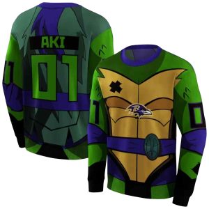 Personalized Baltimore Ravens Superhero Armor Purple Green AOP Sweatshirt
