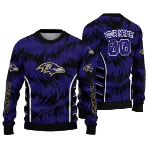 Personalized Baltimore Ravens Swirl Flow Purple AOP Sweatshirt