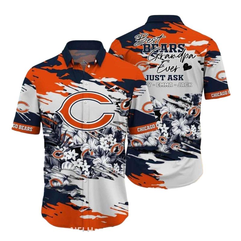 Personalized Best Bears Grandpa Ever Chicago Bears Hawaiian Shirt 1