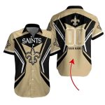 Personalized Black And Gold New Orleans Saints Hawaiian Shirt Mens