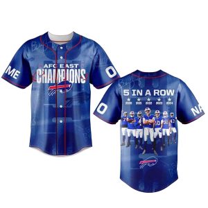 Personalized Buffalo Bills Afc East Champions 5 In A Row Baseball Jersey