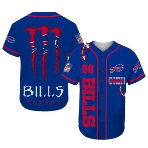 Personalized Buffalo Bills And Monster Energy Baseball Jersey