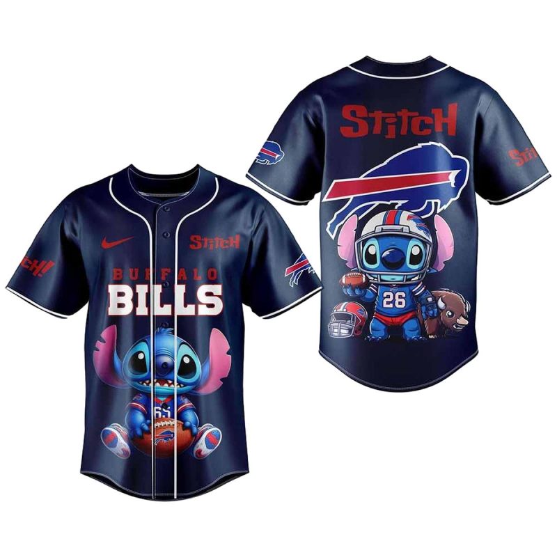 Personalized Buffalo Bills And Stitch Baseball Jersey 1