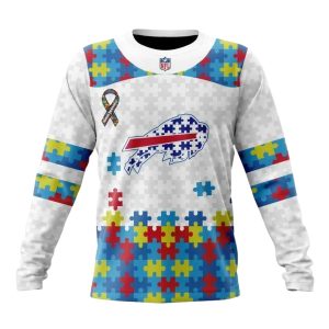 Personalized Buffalo Bills Autism Awareness White AOP Sweatshirt