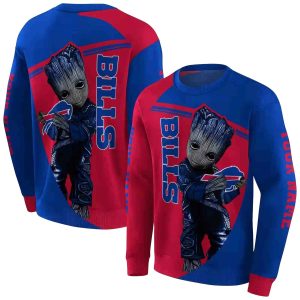 Personalized Buffalo Bills Baby Groot Blue AOP Sweatshirt