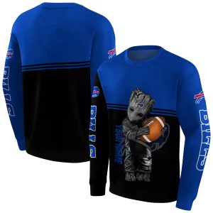 Personalized Buffalo Bills Baby Groot Hug Ball Blue Black AOP Sweatshirt