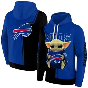 Personalized Buffalo Bills Baby Yoda Blue Black AOP Hoodie