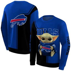 Personalized Buffalo Bills Baby Yoda Blue Black AOP Sweatshirt