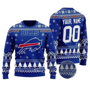 Personalized Buffalo Bills Big Logo Blue White Ugly Sweater