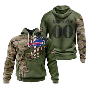 Personalized Buffalo Bills Camo And Us Flag AOP Hoodie