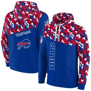Personalized Buffalo Bills Camo Pattern Blue AOP Hoodie
