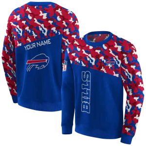 Personalized Buffalo Bills Camo Pattern Blue AOP Sweatshirt