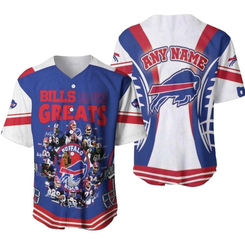 Personalized Buffalo Bills Champions Bills All Time Greats Baseball Jersey 1