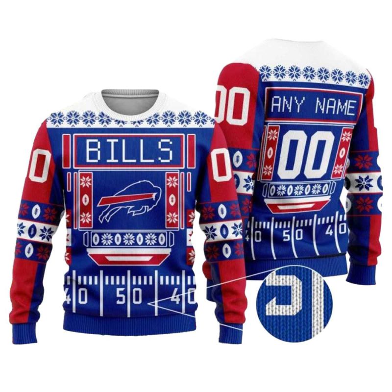 Personalized Buffalo Bills Characters Pattern Ugly Sweater 1