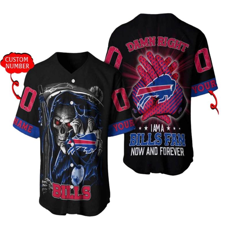 Personalized Buffalo Bills Damn Right I Am A Bills Fan Baseball Jersey 1
