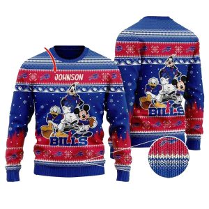 Personalized Buffalo Bills Disney Donald Duck Mickey Mouse Goofy Ugly Sweater