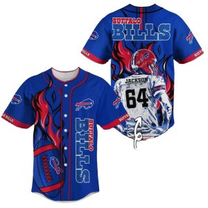 Personalized Buffalo Bills Flame Ball Baseball Jersey