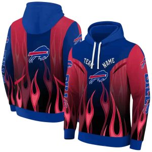 Personalized Buffalo Bills Flame Design Blue AOP Hoodie