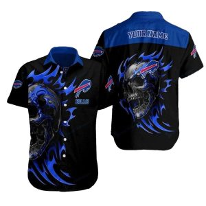 Personalized Buffalo Bills Flame Skull Hawaiian Shirt