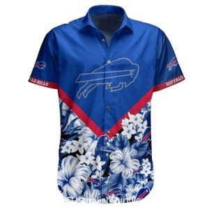 Personalized Buffalo Bills Floral Hibiscus And Bold Chevron Hawaiian Shirt