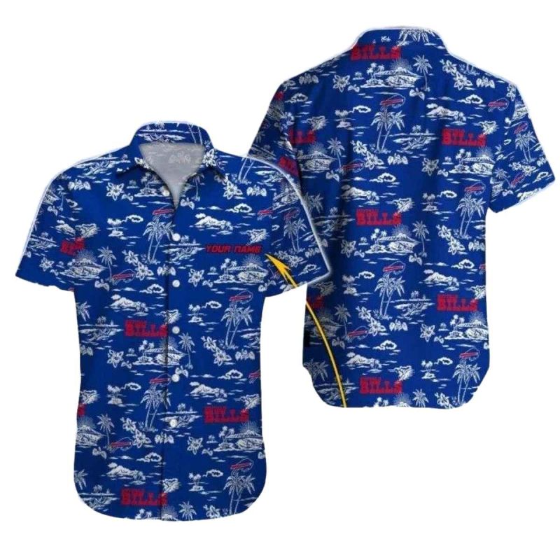 Personalized Buffalo Bills Floral Touchdown Blue Hawaiian Shirt 1