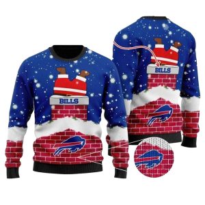 Personalized Buffalo Bills Funny Santa Claus In The Chimney Ugly Sweater