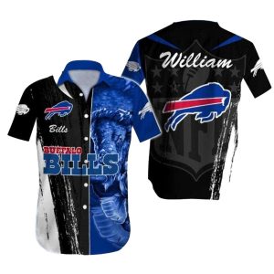 Personalized Buffalo Bills Galactic Warrior Black And Blue Hawaiian Shirt